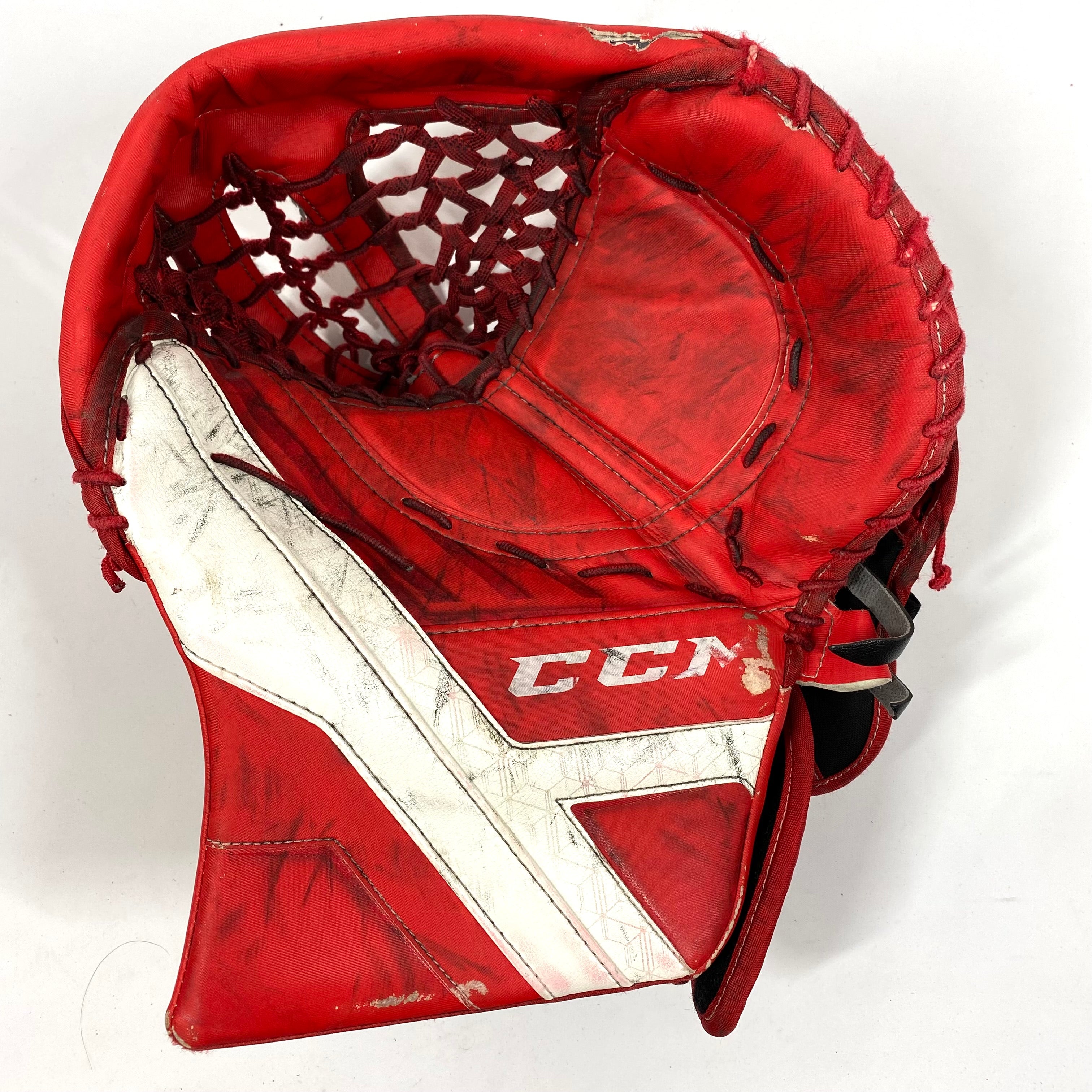 CCM AXIS - Gant de gardien de but Pro Stock d'occasion (rouge/blanc)